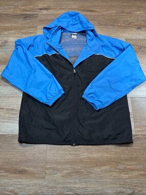 Reebok Blue and Black Hooded Windbreaker Jacket - Men's